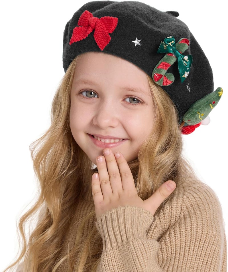 ZLYC Wool Kids Beret Hat Girls Solid Color Artist French Beret Cap - Image 1